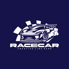 Obraz premium race car on the finish line
