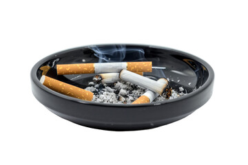 Ashtray with Cigarettes Isolated on Transparent Background.