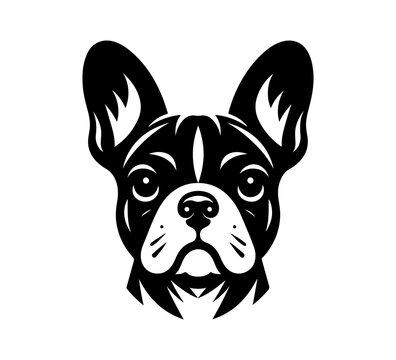 french bulldog logo template editable black and white vector