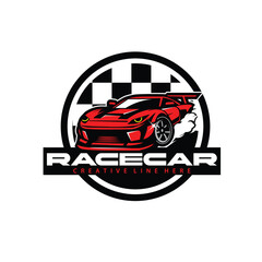 Fototapeta premium red car, an illustration of logo sport