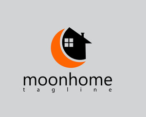 creative moon and home logo design template