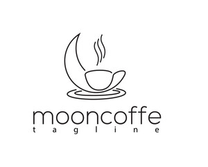 creative moon coffee logo design template