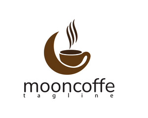 creative moon coffee logo design template