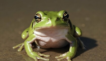 A Frog With Its Fingers Clasped Together In Front - obrazy, fototapety, plakaty