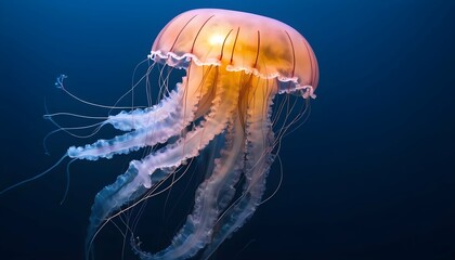 A Jellyfish With Tentacles That Light Up The Deep - obrazy, fototapety, plakaty