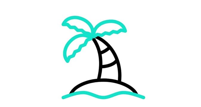 tropical island with palm trees icon animated videos