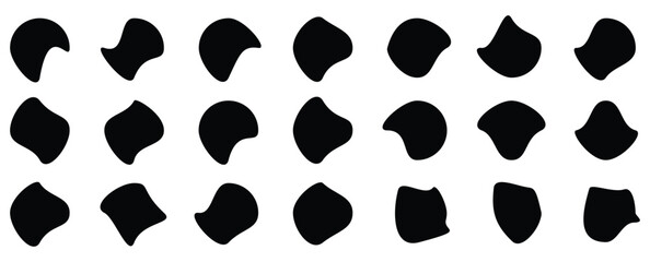 blob shape vector illustration set .Random shapes. Organic black blobs of irregular shape. Abstract blotch, inkblot and pebble silhouettes, simple liquid. - obrazy, fototapety, plakaty