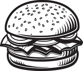 burger, hamburger hand drawn vector illustration sketch retro style