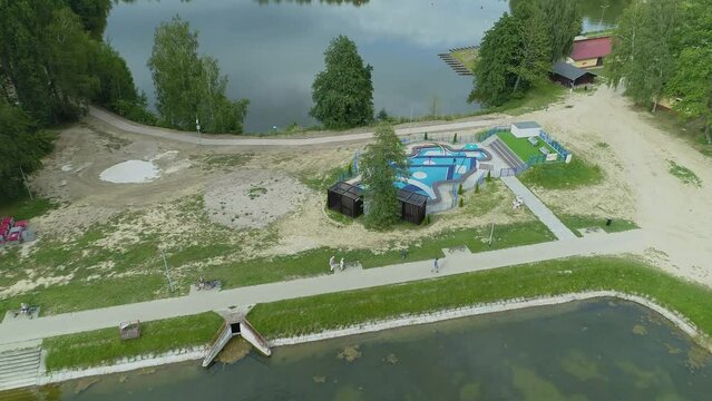 Playground Swimming Pool Malinka Zgierz Aerial View Poland