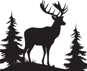 Deer vector black and white