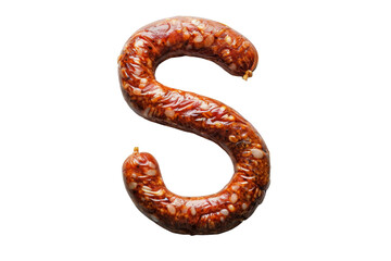 Savory Sausage Alphabet Isolated on Transparent Background.