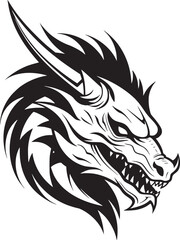 Naklejka premium Dragon vector black and white