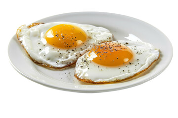 Duo of Hard-Boiled Eggs in Dish Isolated on Transparent Background.