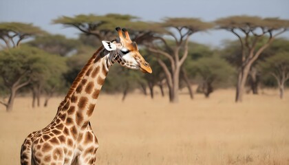 A Giraffe With Its Neck Gracefully Curved