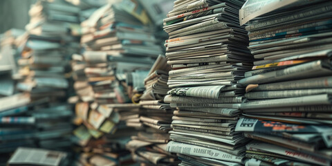 Newspapers folded and stacked background
 - obrazy, fototapety, plakaty
