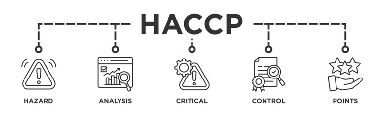 HACCP banner web icon illustration concept for hazard analysis and critical control points acronym in food safety management system - obrazy, fototapety, plakaty