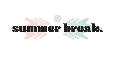 Bold 'Summer Break' typogrpahy in lowercase with Brutalism Distoreted Neo Tribal Shapes, Flat Style Template