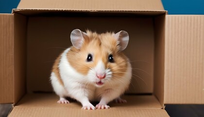 A Hamster Popping Out Of A Cardboard Box