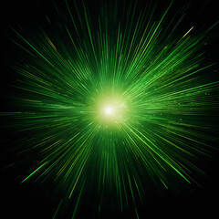 Fototapeta premium Asymmetric green light burst, abstract beautiful rays of lights on dark green background with the colour of green and yellow, golden green sparkling backdrop with copy space.