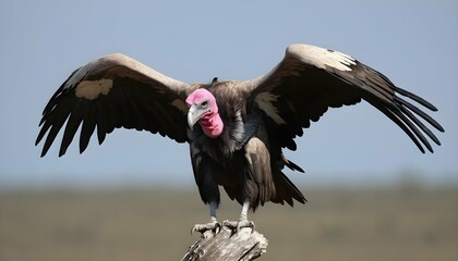 Naklejka premium A Vulture With Its Head Held High Scanning The Ho