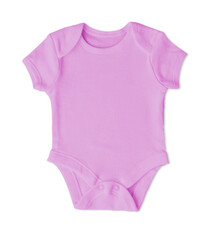 Rose pink baby bodysuit, newborn onesie, mockup for design presentation, transparent background.