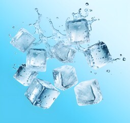 Ice cubes in splashing.