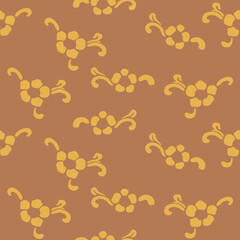 Japanese Curl Flower Leaf Motif Vector Seamless Pattern