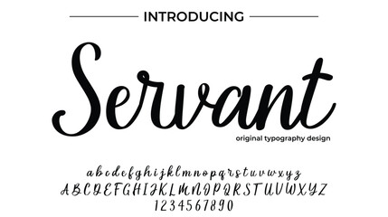 Servant Font Stylish brush painted an uppercase vector letters, alphabet, typeface