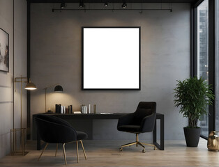 modern office in frame mockup
