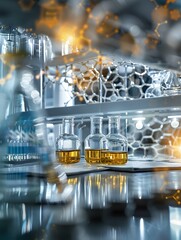 Elegant Crystal Decanters and Glassware Reflecting Luminous Glow in Upscale Bar Setting