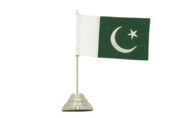 Pakistan table flag on white isolated background