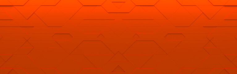 Wide Orange Futuristic Background (3D Illustration)