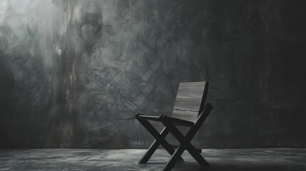 A stylish designer chair set against a grey backdrop. This piece of seating furniture exudes contemporary elegance. - obrazy, fototapety, plakaty