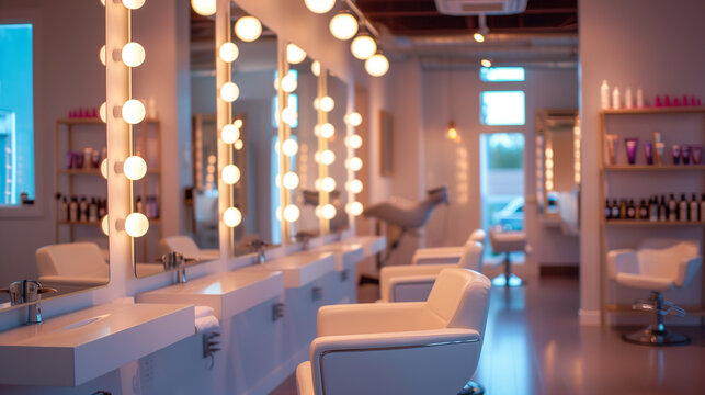 Stylish hair salon, essential tools and products.