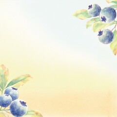Watercolor style blueberry illustration frame.