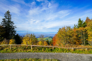 View from Schauinsland in the Black Forest of the surrounding nature near Freiburg im Breisgau....