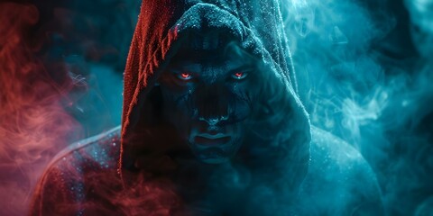 Cybersecurity battle: face-off between an anonymous attacker and a defender. Concept Cybersecurity Battle, Anonymous Attacker, Defender Challenge, Data Protection, Online Security