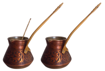 copper coffee turk set isolated