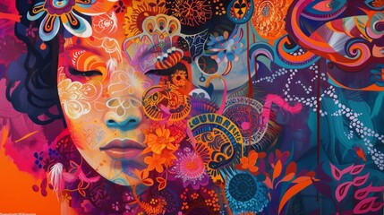 Vibrant Essence: A Colorful Fusion of Art, Beauty, Flowers, Patterns, Abstract, Colors, and Imagination
