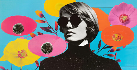 Retro modern collage art. Fashion, spring, summer concept