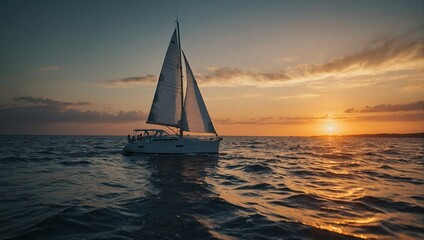 yacht at sunset