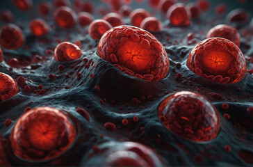 illustration of a large number of red blood cells. White blood cells. Generative AI
