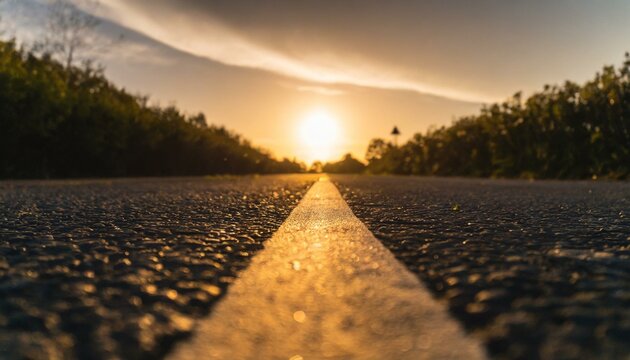 Straight path, life, forward, golden hour