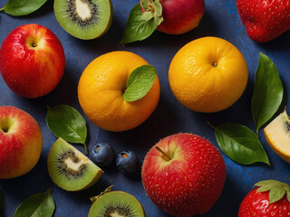 Naklejka na ściany i meble Beautiful background of fresh summer fruits