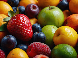 Beautiful background of fresh summer fruits