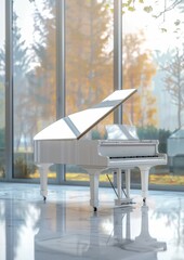 A beautiful white piano in a luxurious interior.