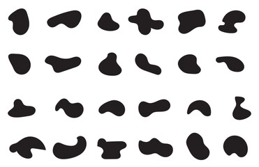 Blob shape organic set. Fluid cooler blob shape vector for abstract design.Irregular random minimal blob form. Abstract watery forms template. Organic blobs set icon on transparent background.