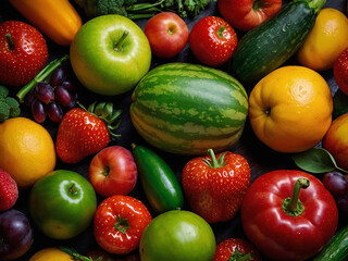 Organic fruits and vegetables. The concept of healthy eating and vegetarian.