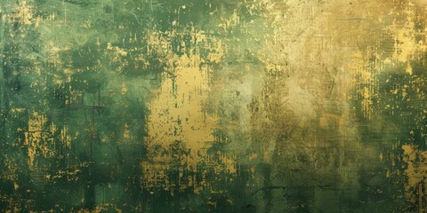 Grunge Background Texture in the Colors Green and Gold created with Generative AI Technology - obrazy, fototapety, plakaty
