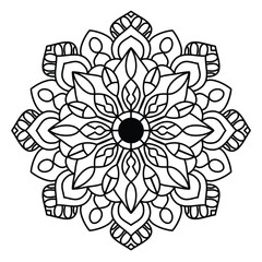 ethnic style mandala design, simple mandala art for adults coloring book